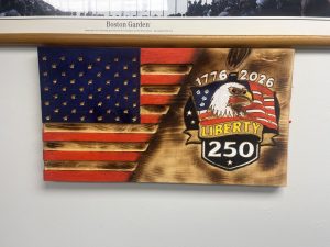 Wood carved flag