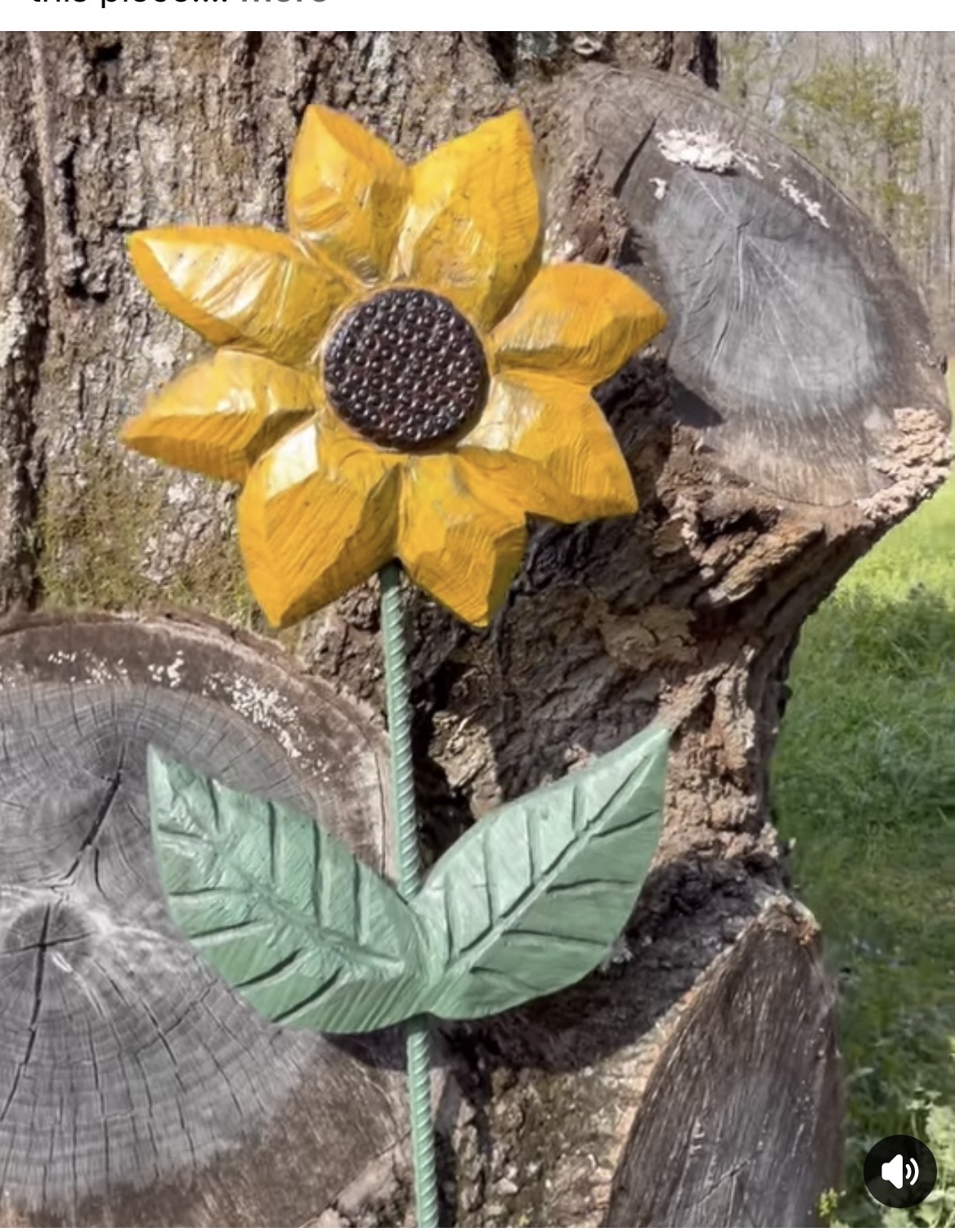 Chainsaw carved sunflower